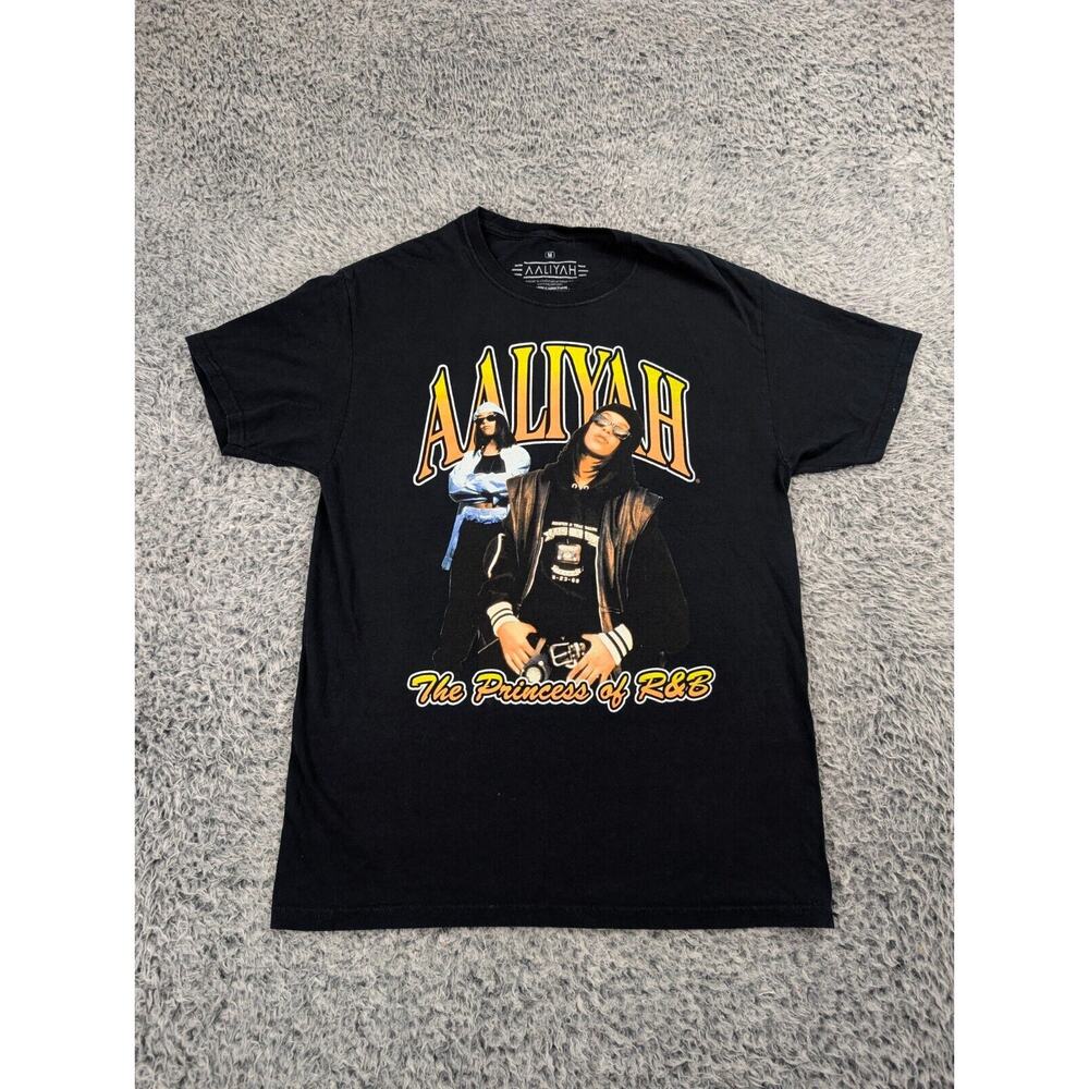 Aaliyah Shirt Adult Medium Black Band R&B Hip Hop Rap Graphic Ripple Junction